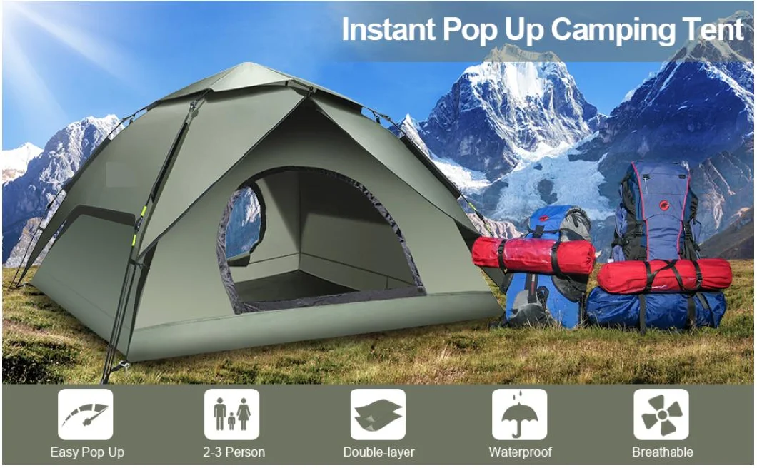 Two Person Instant Pop up Double-Layer Waterproof Family Inflatable Outdoor Camping Tent