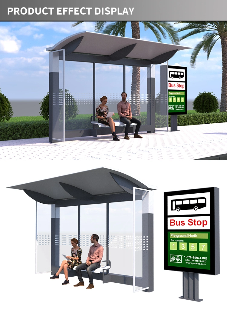 Modern City Outdoor Simple Design Aluminum Alloy Advertising Bus Shelter