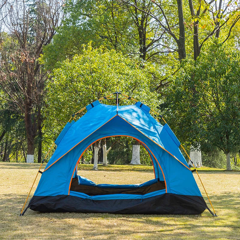 Outdoor 3-4 People Full Automatic Double Deck One Living Room Camping Outdoor Thickening Rain Proof Camping Tent