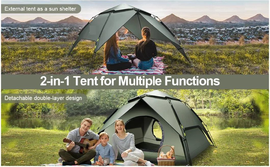 Two Person Instant Pop up Double-Layer Waterproof Family Inflatable Outdoor Camping Tent