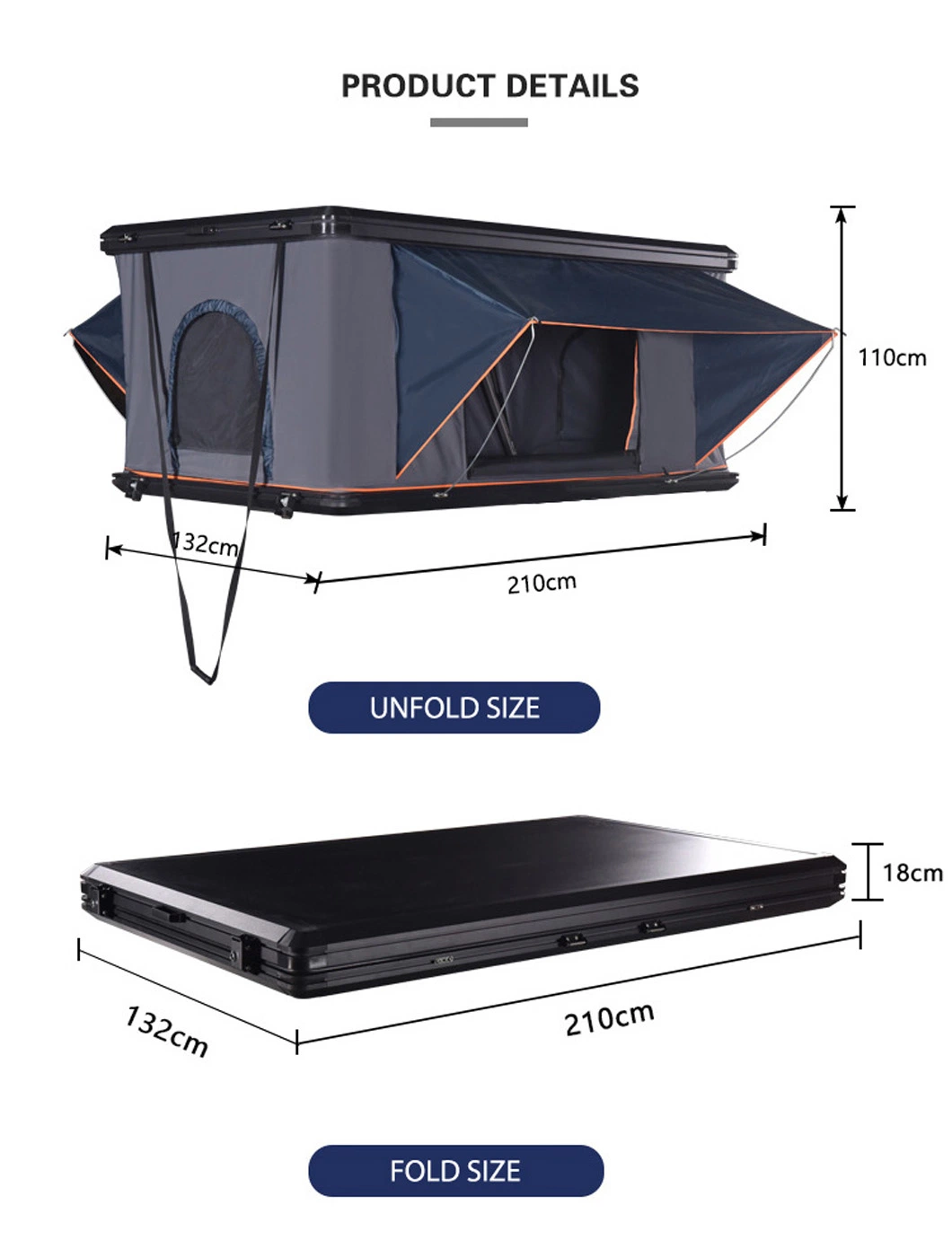 210*130*110cm Camping Automatic Pop up SUV Lightweight Hard Shell Alu Cab Roof Top Tent